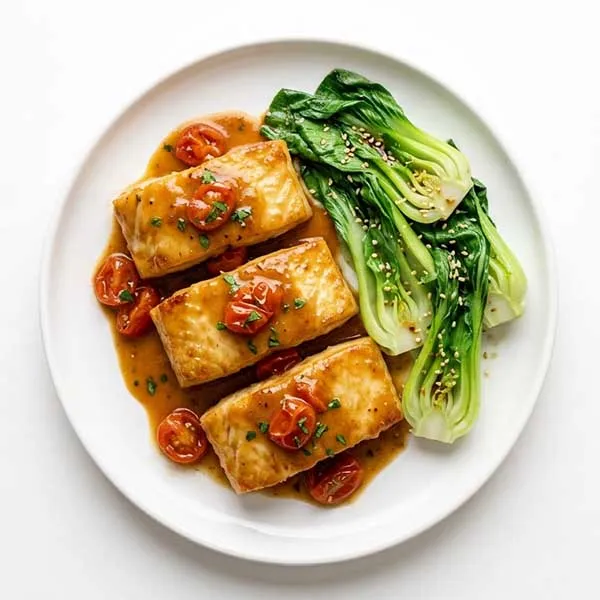 Japanese Miso Tomato Fish With Sesame Bok Choy